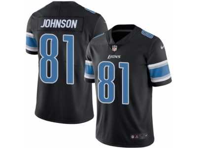 Men's Nike Detroit Lions #81 Calvin Johnson Elite Black Rush NFL Jersey