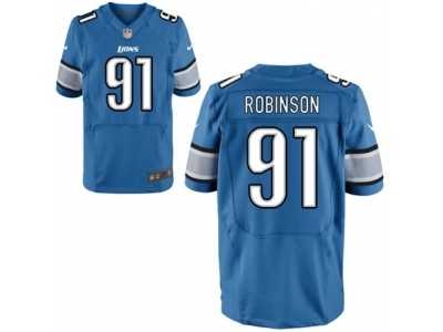 Men's Nike Detroit Lions #91 A'Shawn Robinson Elite Light Blue Team Color NFL Jersey
