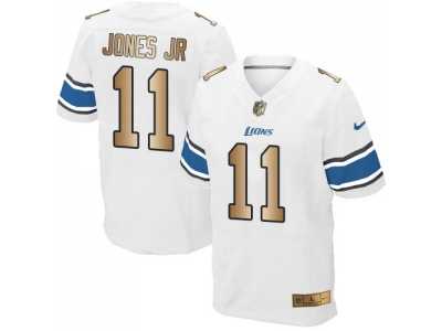 Nike Detroit Lions #11 Marvin Jones Jr White Men's Stitched NFL Elite Gold Jersey