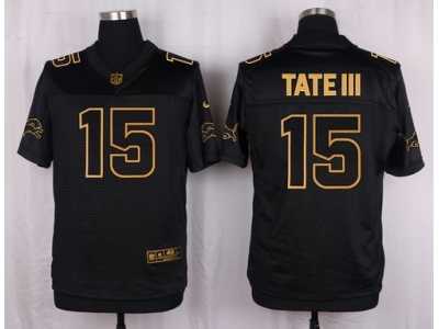 Nike Detroit Lions #15 Golden Tate III Black Pro Line Gold Collection Jersey(Elite)