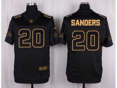 Nike Detroit Lions #20 Barry Sanders Black Pro Line Gold Collection Jersey(Elite)