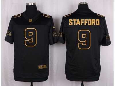 Nike Detroit Lions #9 Matthew Stafford Black Pro Line Gold Collection Jersey(Elite)