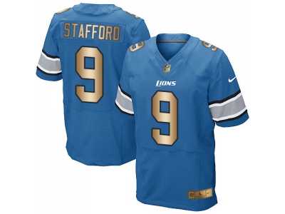 Nike Detroit Lions #9 Matthew Stafford Blue Team Color Men's Stitched NFL Elite Gold Jersey