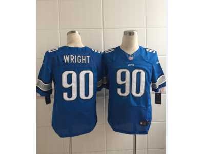 Nike Detroit Lions #90 Wright blue jerseys[Elite Wright]
