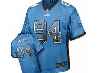 Nike Detroit Lions #94 Ziggy Ansah Blue Jerseys(Elite Drift Fashion)