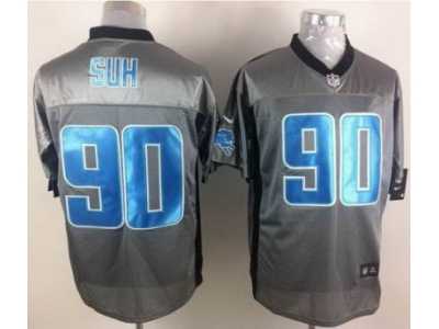 Nike NFL Detroit Lions #90 Ndamukong Suh Grey Jerseys[Shadow Elite]