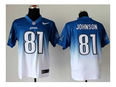 Nike jersey detroit lions #81 calvin johnson blue-white[Elite II drift fashion]
