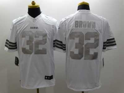Nike cleveland browns #32 Jim Brown Platinum White Jerseys(Game)