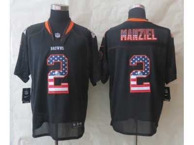 Nike Cleveland Browns #2 Manziel Black Jerseys(USA Flag Fashion Elite)