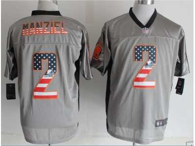 Nike Cleveland Browns #2 Manziel Grey Jerseys(USA Flag Fashion Shadow Elite)