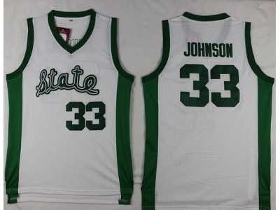 Michigan State Spartans #33 Magic Johnson White Throwback Basketball Stitched NCAA Jersey