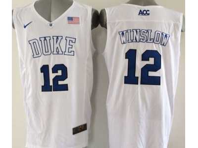 NCAA Duke Blue Devils #12 Justise Winslow White Basketball Stitched Jerseys