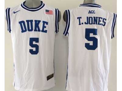 NCAA Duke Blue Devils #5 Tyus Jones Royal white Basketball Jerseys