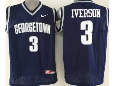 NCAA Georgetown Hoyas #3 Iverson Blue Basketball Stitched Jerseys