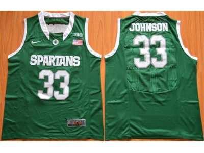 NCAA Men Michigan State Spartans #33 Magic Johnson Green Authentic Basketball Stitched Jersey