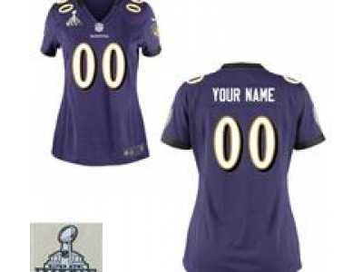 2013 Super Bowl XLVII Women Nike Baltimore Ravens Customized Game purple Jerseys