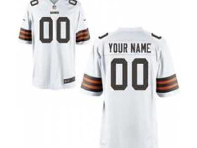 Men's Nike Cleveland Browns Customized Game White Jerseys