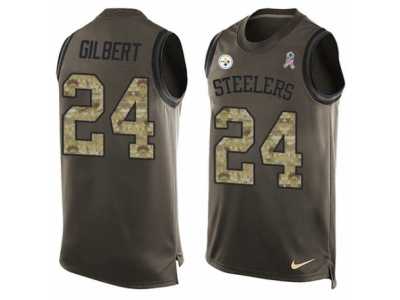 Men's Nike Pittsburgh Steelers #24 Justin Gilbert Limited Green Salute to Service Tank Top NFL Jersey