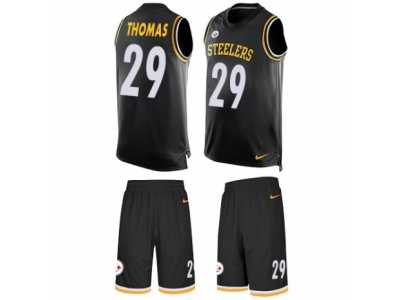 Men's Nike Pittsburgh Steelers #29 Shamarko Thomas Limited Black Tank Top Suit NFL Jersey