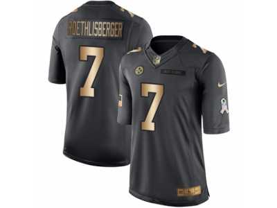 Men's Nike Pittsburgh Steelers #7 Ben Roethlisberger Limited Black Gold Salute to Service NFL Jersey