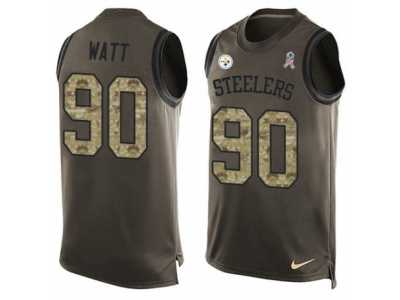 Men's Nike Pittsburgh Steelers #90 T. J. Watt Limited Green Salute to Service Tank Top NFL Jersey