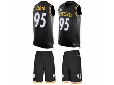 Men's Nike Pittsburgh Steelers #95 Greg Lloyd Limited Black Tank Top Suit NFL Jersey