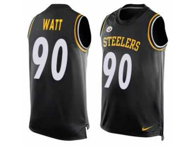 Men's Nike Steelers #90 T.J. Watt Black Team Color Stitched NFL Limited Tank Top Jersey