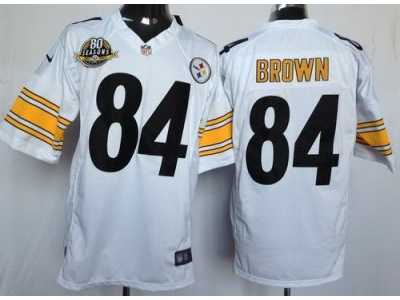 Nike NFL Pittsburgh Steelers #84 Antonio Brown white Jerseys W 80th Patch(Limited)
