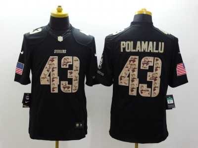 Nike Pittsburgh Steelers #43 Troy Polamalu Black Salute to Service Jerseys(Limited)