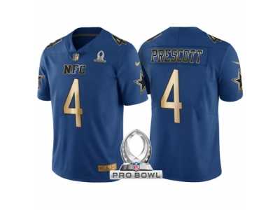 Men Dallas Cowboys #4 Dak Prescott NFC 2017 Pro Bowl Blue Gold Limited Jersey