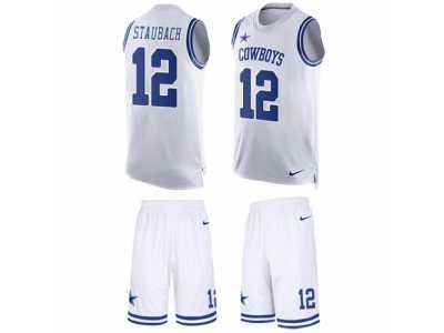Men's Nike Dallas Cowboys #12 Roger Staubach Limited White Tank Top Suit NFL Jersey