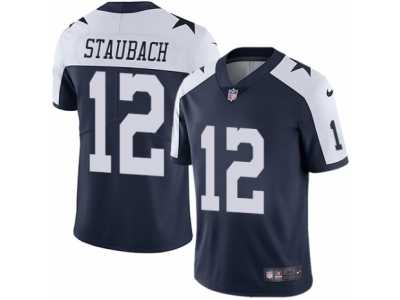Men's Nike Dallas Cowboys #12 Roger Staubach Vapor Untouchable Limited Navy Blue Throwback Alternate NFL Jersey