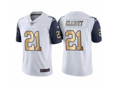 Men's Nike Dallas Cowboys #21 Ezekiel Elliott White Gold Limited Special Color Rush Jersey