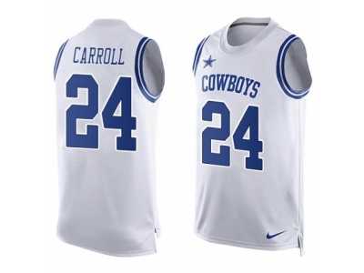 Men\'s Nike Dallas Cowboys #24 Nolan Carroll Limited White Player Name & Number Tank Top NFL Jersey