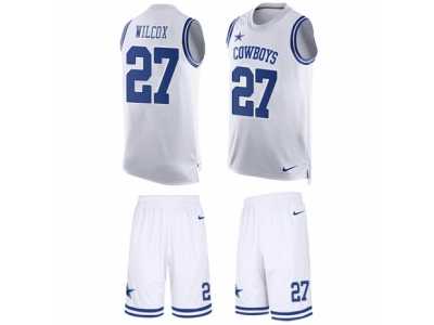 Men's Nike Dallas Cowboys #27 J.J. Wilcox Limited White Tank Top Suit NFL Jersey