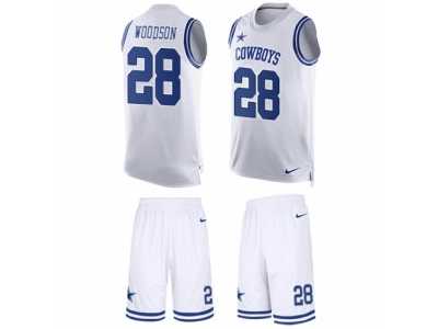 Men's Nike Dallas Cowboys #28 Darren Woodson Limited White Tank Top Suit NFL Jersey