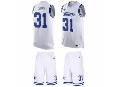 Men's Nike Dallas Cowboys #31 Byron Jones Limited White Tank Top Suit NFL Jersey