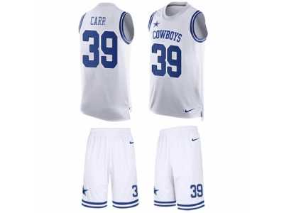 Men's Nike Dallas Cowboys #39 Brandon Carr Limited White Tank Top Suit NFL Jersey
