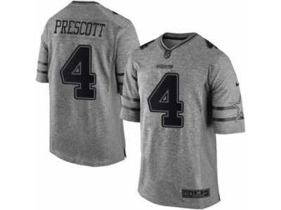 Men's Nike Dallas Cowboys #4 Dak Prescott Limited Gray Gridiron NFL Jersey