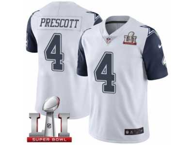 Men's Nike Dallas Cowboys #4 Dak Prescott Limited White Rush Super Bowl LI NFL Jersey