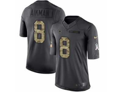 Men's Nike Dallas Cowboys #8 Troy Aikman Limited Black 2016 Salute to Service NFL Jersey