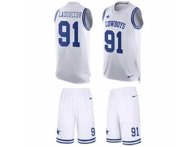 Men's Nike Dallas Cowboys #91 L. P. Ladouceur Limited White Tank Top Suit NFL Jersey