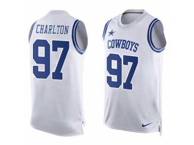 Men's Nike Dallas Cowboys #97 Taco Charlton Limited White Player Name & Number Tank Top NFL Jersey