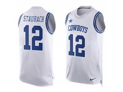 Nike Dallas Cowboys #12 Roger Staubach White Men's Stitched NFL Limited Tank Top Jersey