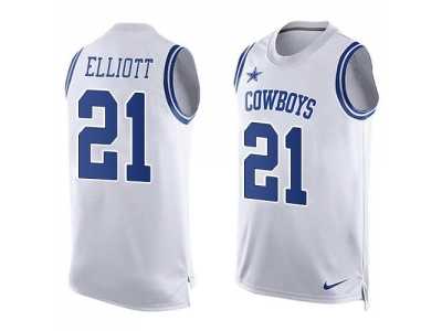 Nike Dallas Cowboys #21 Ezekiel Elliott White Men's Stitched NFL Limited Tank Top Jersey