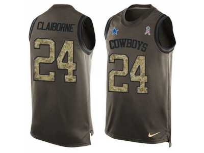 Nike Dallas Cowboys #24 Morris Claiborne Green Men's Stitched NFL Limited Salute To Service Tank Top Jersey