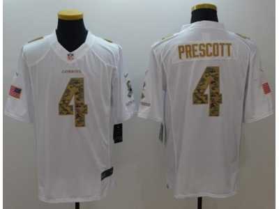 Nike Dallas Cowboys #4 Dak Prescott White Men's Stitched NFL Limited Salute To Service Jersey