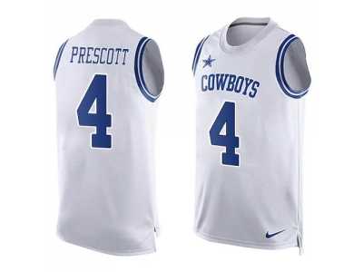 Nike Dallas Cowboys #4 Dak Prescott White Men's Stitched NFL Limited Tank Top Jersey