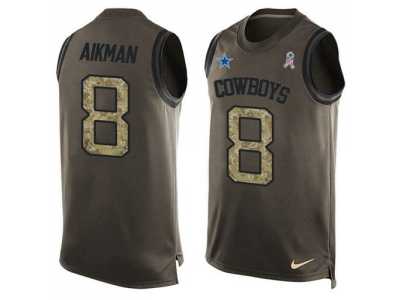 Nike Dallas Cowboys #8 Troy Aikman Green Men's Stitched NFL Limited Salute To Service Tank Top Jersey