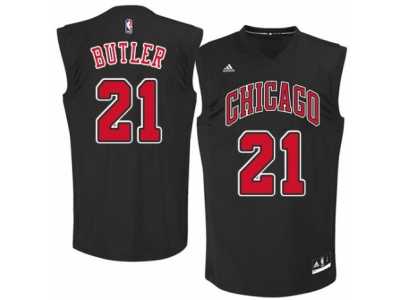 Men's Adidas Chicago Bulls #21 Jimmy Butler Authentic Black Fashion NBA Jersey